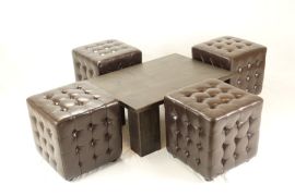 4 pouf chesterfield avec table